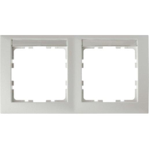 2-fach Rahmen mit Beschriftungsfeld S.1 - polarweiß/ matt - waagrecht 