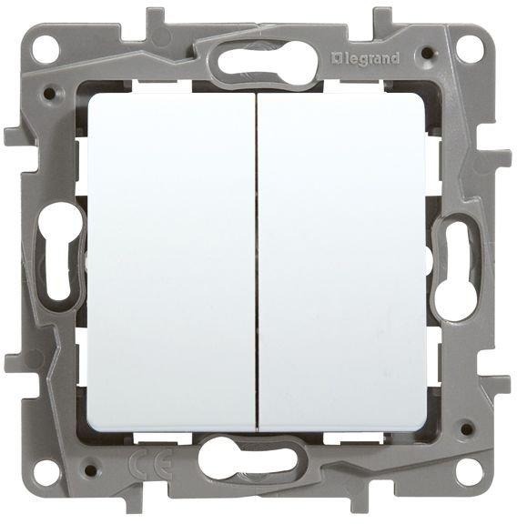 Niloe Doppelwechseltaster 6A mit Spreizkrallen ultraweiß 