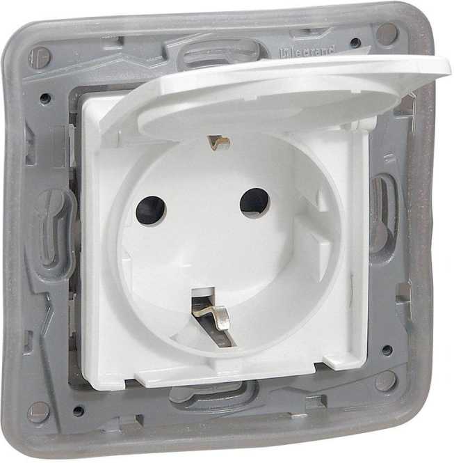 Niloe Schuko-Steckdose mit Klappdeckel Steckklemmen mit Spreizkrallen 