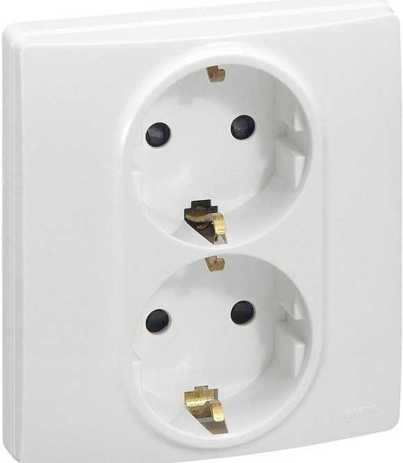 Niloe 2-fach Schuko-Steckdose f.1-f Dose Steckklemmen m. Spreizkrallen 