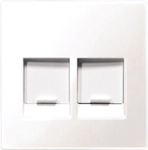 Zentralpl. f. Modular Jack 2-fach m. Staubschutzsch. polarweiß Sys. M 