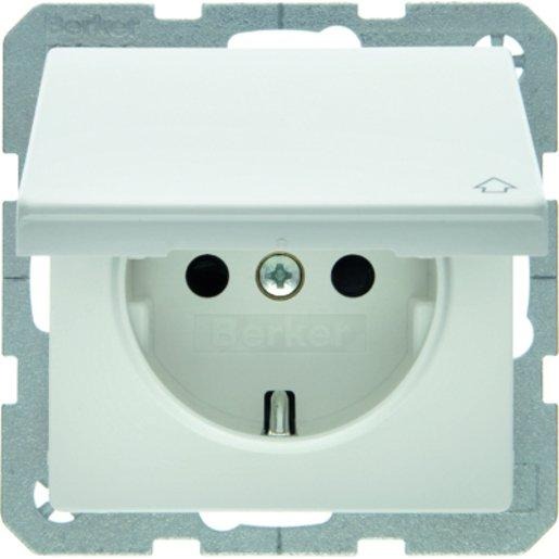 SCHUKO-Steckdose mit Klappdeckel Q.1 - polarweiß/ samt 