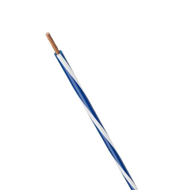 PVC Aderleitung mit Farbwendel 1,5 mm² dunkelblau/weiß 150m Spule 