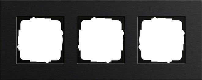 3-fach Abdeckrahmen für Esprit Aluminium schwarz 