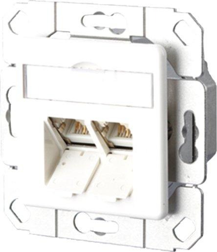 Kommunikationsanschlussdose E-DAT C6A 2 Port UPk reinweiß 