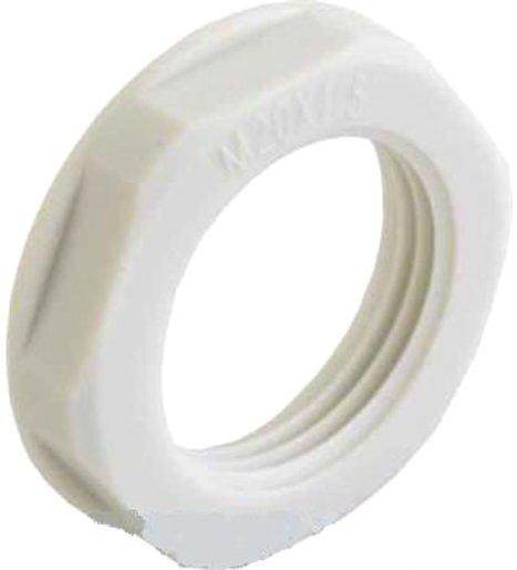 Gegenmutter Kabelverschraubung M32 x 1,5 Polyamid hellgrau mit Flansch 