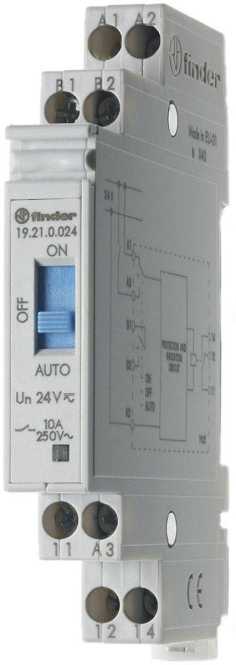 Auto-Off-On-Relais 1-stufig 1Wechsler 10 A für 24V AC/DC Serie 19 