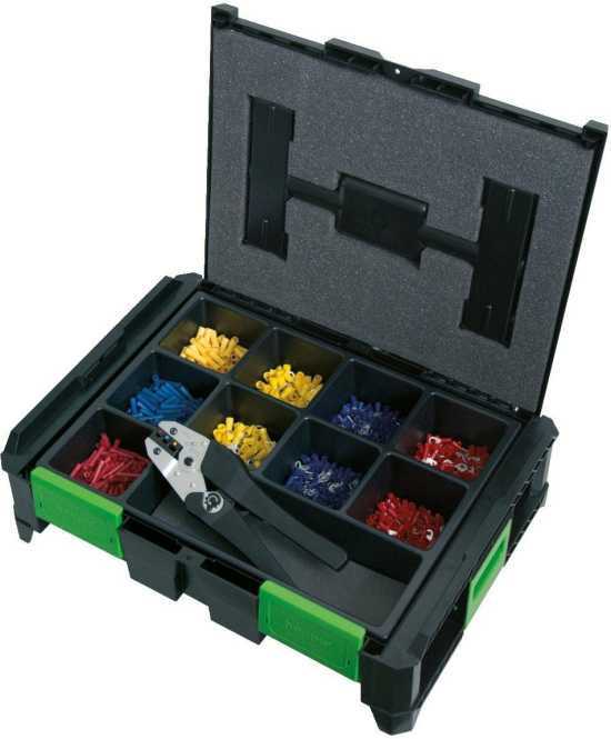 Kabelschuh Set SYSCON Quetschkabelschuhe Crimpzange 1500 teilig 