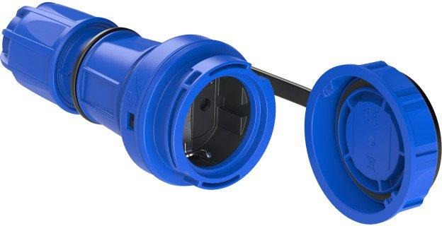 Schutzkontakkuplung druckwasserdicht blau 