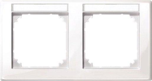 Abdeckrahmen 2-fach mit Beschriftungsträger waagerechte Montage 