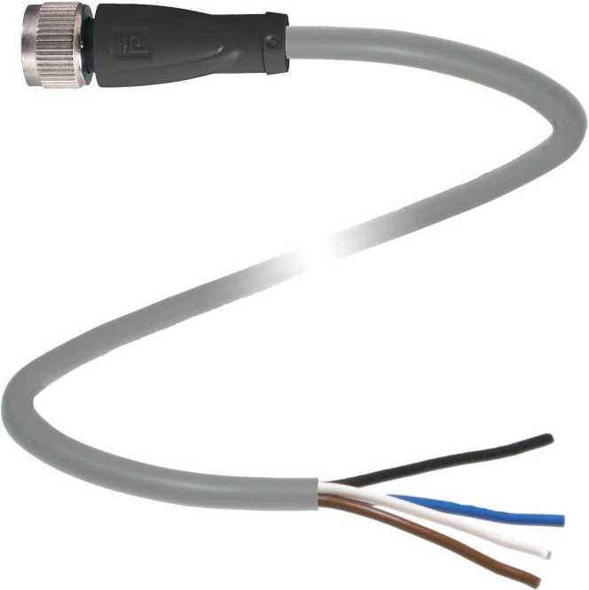 Kabeldose M12 gerade Bauform 4-polig 10 m PVC Kabel offenes Ende 