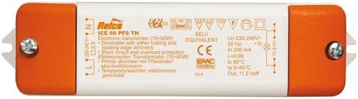 Elektronischer Trafo 230/12VAC 10-60W dimmbar für NV Halogenlampen 