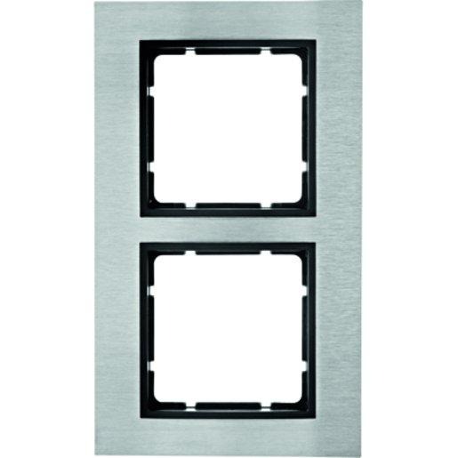 2-fach Rahmen B.7 Edelstahl/anthrazit für senkrechte Montage 