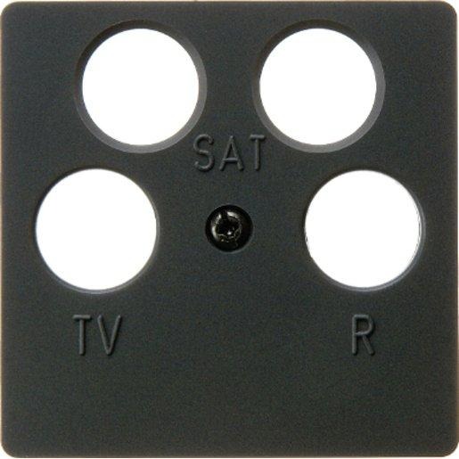 Zentralplatte für Antennen-Steckdose 4-Loch anthrazit matt/samt 