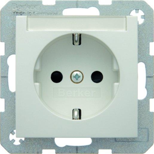 Steckdose SCHUKO mit Beschriftungsfeld S.1/B.3/B.7 polarweiß glänzend 