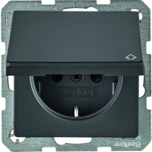 Steckdose SCHUKO mit Klappdeckel Q.1/Q.3 anthrazit samt 