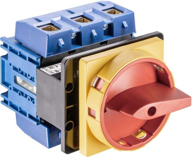 Hauptschalter 3polig 4-Loch-Befestigung Sperrvorrichtung rot-gelb 