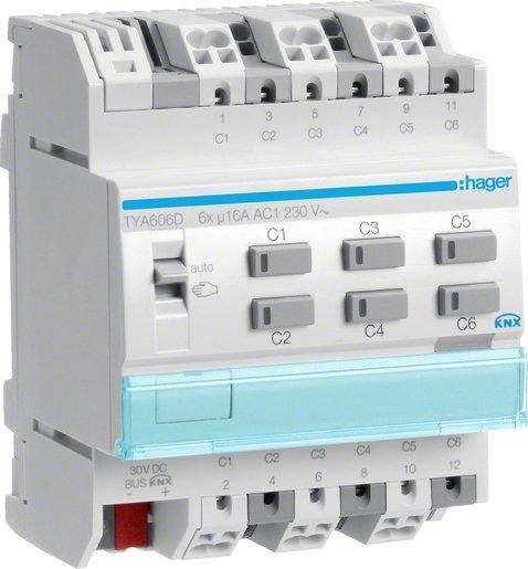 Schalt-/Jalousieausgang KNX 6-fach 16A C-Last 