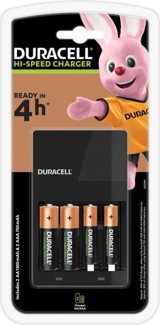 Ladegerät 4 Stunden Hi-Speed Value +Akkus 2xAA 1300mAh+ 2xAAA 750mAh 