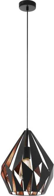 VINTAGE Hängeleuchte 1 x 60W E27 schwarz/kupfer 