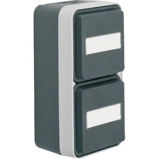 Steckdose SCHUKO 2-fach senkrecht mit Klappdeckel AP 