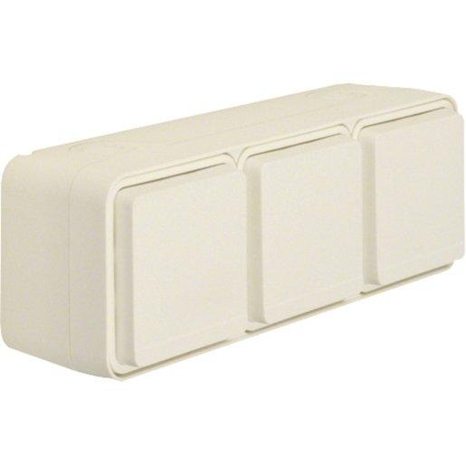 Steckdose SCHUKO 3-fach waagerecht m Klappdeckel AP 