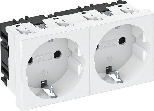 Steckdose 0° 2-fach Schutzkontakt 250V 10/16A PC reinweiß 