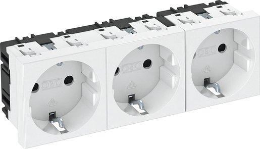 Steckdose 0° 3-fach Schutzkontakt 250V 10/16A PC reinweiß 