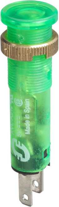 Leuchtmelder Ø 8 - IP40 - grün - LED geschützt - 24 V - Flachstecker 