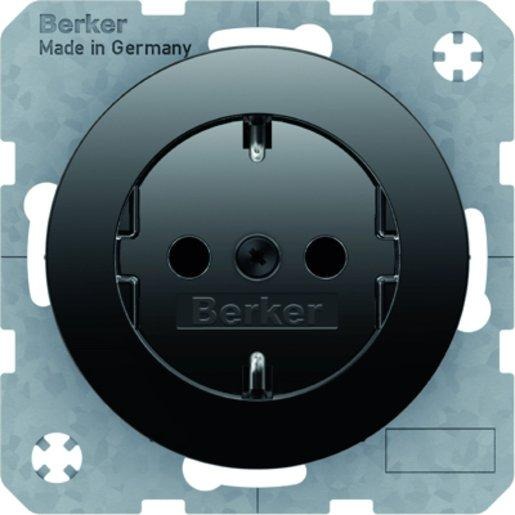 Steckdose SCHUKO Berker R.1/R.3 schwarz,glänzend 