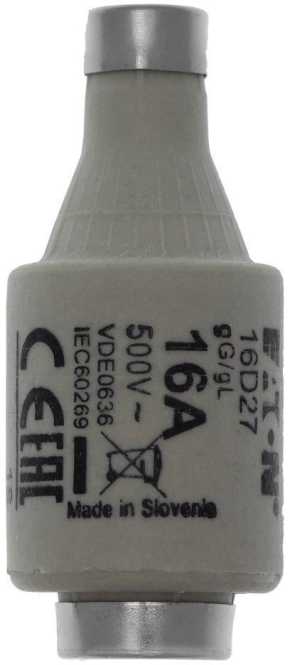 Sicherungseinsatz Niederspannung 16 A AC 500 V D2 gL/gG IEC träge 