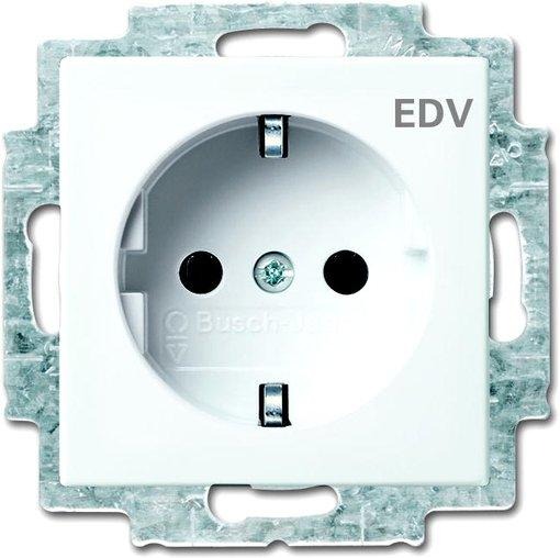 Steckdose mit Aufdruck EDV alpinweiß 