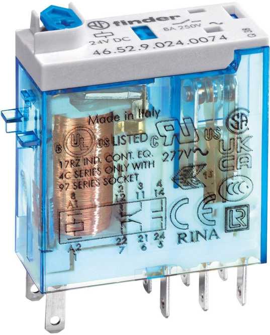 Relais mit Steckanschlüssen LED-Anzeige polaritätsneutral 2 Wechsler 