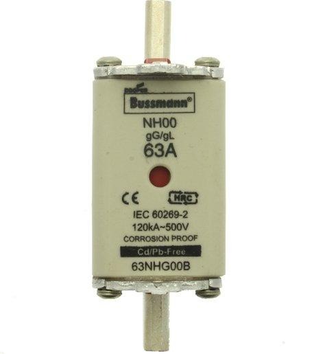 Sicherungseinsatz Niederspannung 63 A AC 500 V NH00 gL/gG IEC 