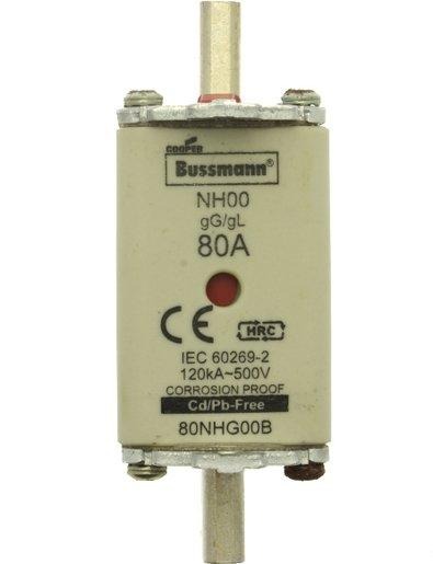 Sicherungseinsatz Niederspannung 80 A AC 500 V NH00 gL/gG IEC Doppelkennmelder 