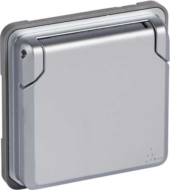 Schuko Steckdose IP44 mit erhöhtem Berührungsschutz grau Soliroc 