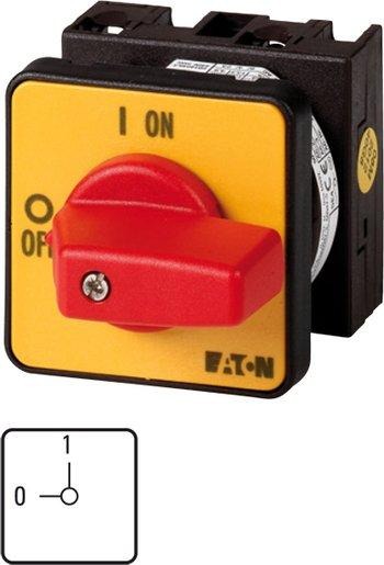EIN-AUS-Schalter 2-polig Iu = 20 A Knebel rot Frontschild: 0-1 90° ras 