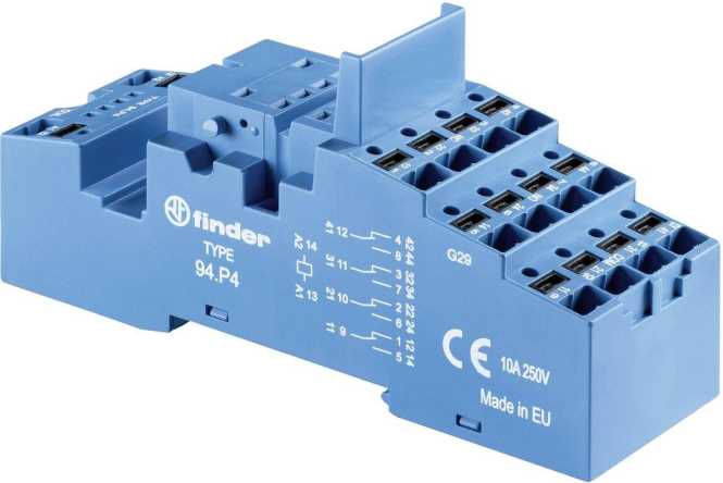 Fassung mit Push-In-Anschlüssen für Relais 55.32 oder 55.34 blau 