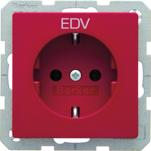 Steckdose SCHUKO mit Aufdruck Q.1/Q.3 rot samt 