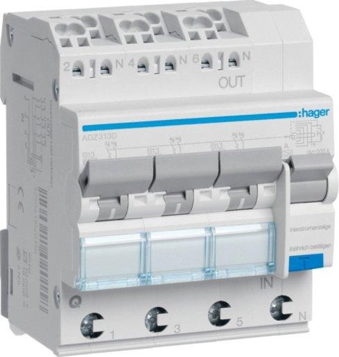 FI-Schalter/LS-Schalter 3X 1-polig+N 6 kA B-13 A 30 mA Typ A QC 