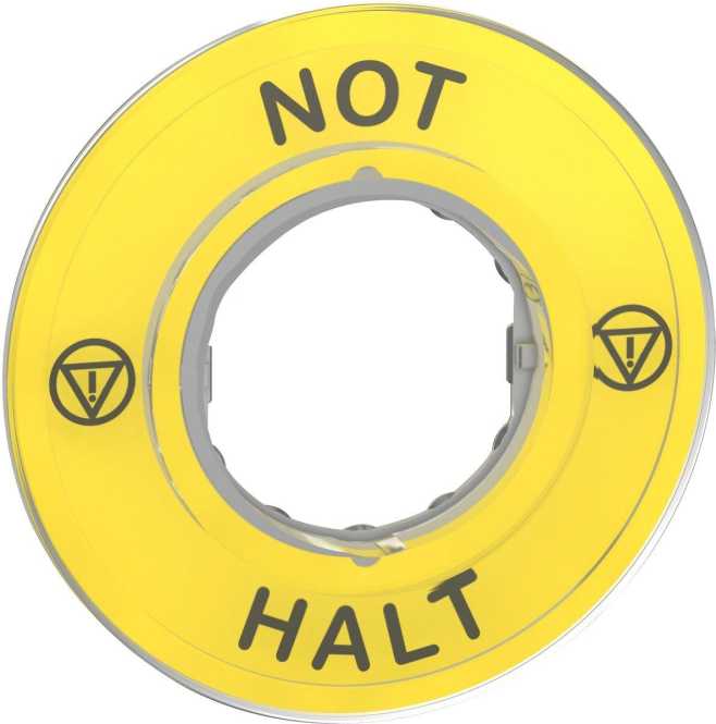 Unterlegschild Ø 60 für Not-Halt-Taster NOT-HALT/Logo ISO13850 