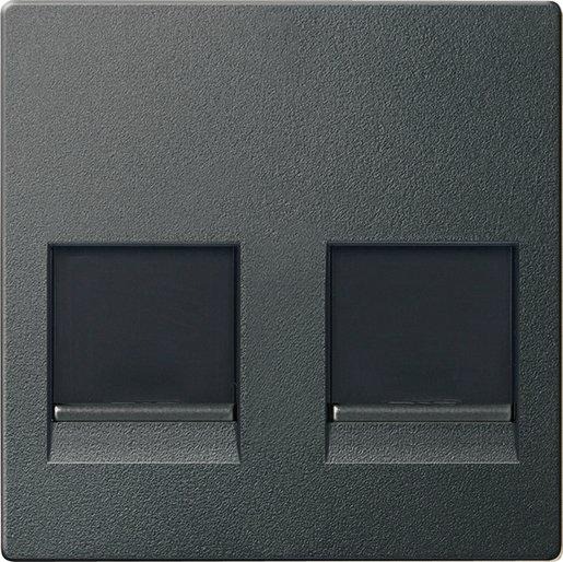 Zentralplatte für Modular Jack 2-fach mit Staubschutzschieber 