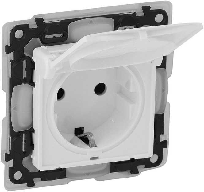 Schuko Steckdose mit Klappdeckel Valena Life ultraweiß 