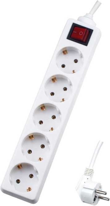 Tischverteiler 5-fach mit Kabel 1,4 m Zuleitung weiß 