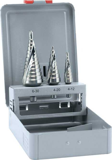 HSS Stufenbohrsatz 3-tlg. Gr.1 2 3 / Ø 4,0 - 30,0 mm 