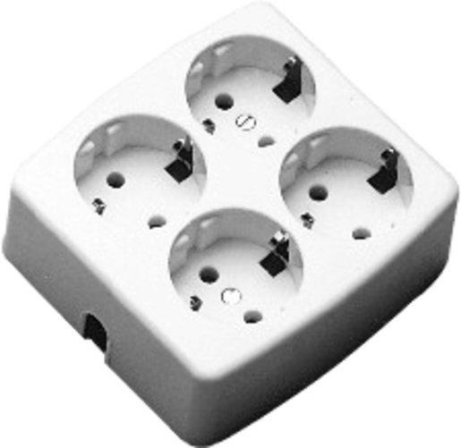 Tischverteiler quadatisch ohne Kabel 4-fach weiß 