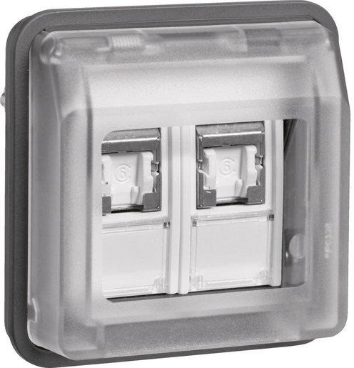 Netzwerkdoseneinsatz UAE 2-fach Kat.6 grau 