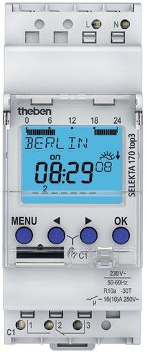 Astro-Zeitschaltuhr mit Wochenprogramm SELEKTA 170 top3 1-Kanal 2TE 230V AC IP20 