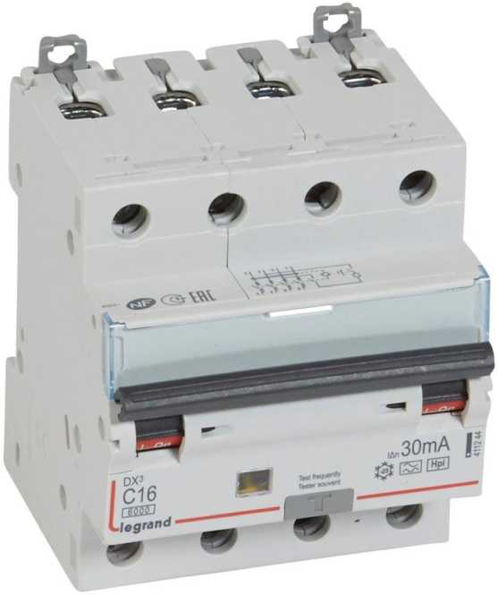 Fehlerstrom-Leitungsschutzschalter DX3 C 16A 4-polig 6kA 30mA A-HPI 
