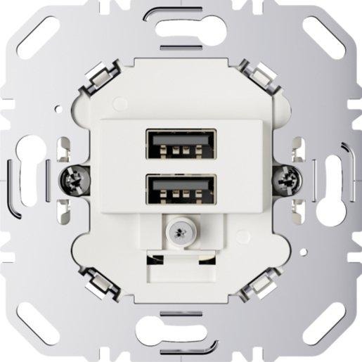 USB-Ladesteckdose 230 V 2-fach mit Tragring eckig polarweiß matt 